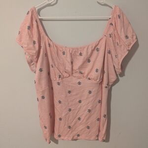 Torrid Pink Super Soft Vintage Style Slub Scoop Neck Bust Fitted Top Size 3X